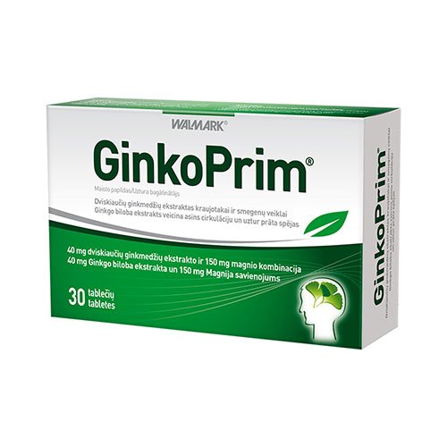 Atminčiai ir smegenų veiklai Atminčiai GINKOPRIM 40mg, 30 tab. | Mano Vaistinė