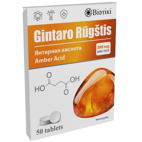 Gintaro rūgštis BIOTIKI, 50 tabl. | Mano Vaistinė
