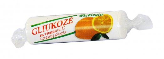 Gliukozė su vitaminu C, citrinų skonio MEDICATA, 10 tab. | Mano Vaistinė