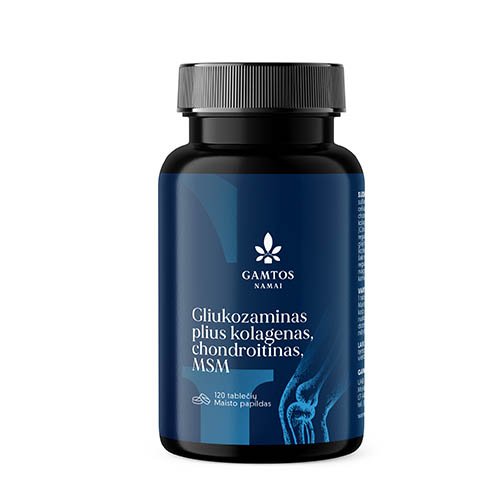 Gliukozaminas plius kolagenas chondroitinas, MSM tabletės N120 | Mano Vaistinė