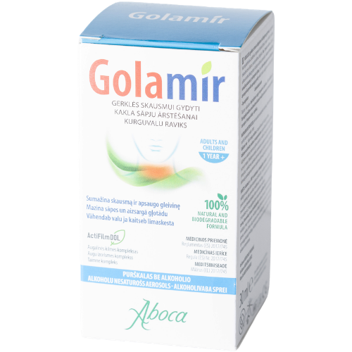Purškalas nuo gerklės uždegimo ir skausmo GOLAMIR 2Act (be alkoholio), 30ml | Mano Vaistinė Purškalas nuo gerklės uždegimo ir skausmo GOLAMIR 2Act (be alkoholio), 30ml | Mano Vaistinė