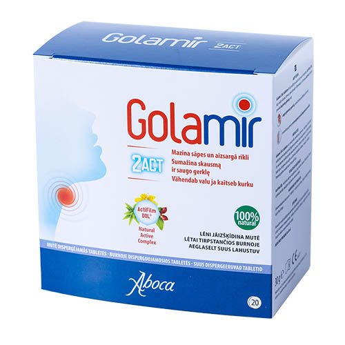 Golamir 2Act burnoje disperguojamosios tabletės N20 | Mano Vaistinė