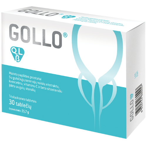 Su gulsčiųjų serenojų vaisių ekstraktu, kvercetinu, lipo rūgštimi ir beta sitosteroliu Kompleksas prostatai GOLLO, 30 tab. | Mano Vaistinė
