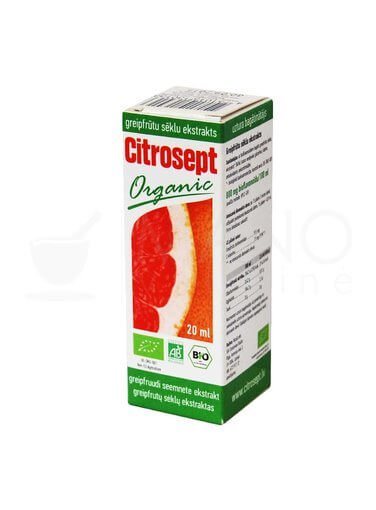 Maisto papildas imunitetui Citrosept Organic skystasis greipfrutų sėklų ekstraktas, 20 ml | Mano Vaistinė