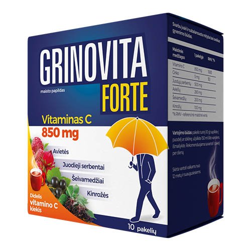 Grinovita Forte Vitaminas C 850 mg paketėliai N10 | Mano Vaistinė