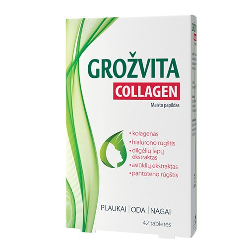 Maisto papildas odai, plaukams, nagams Grožvita Collagen kolageno tabletės N42 | Mano Vaistinė