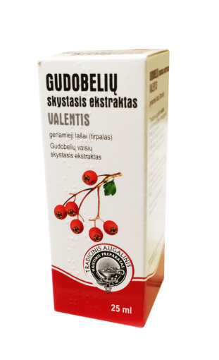 Širdį, kraujagysles ir kraujotaką veikiantys vaistai Gudobelių skystasis ekstraktas Valentis geriamieji lašai, 25 ml | Mano Vaistinė