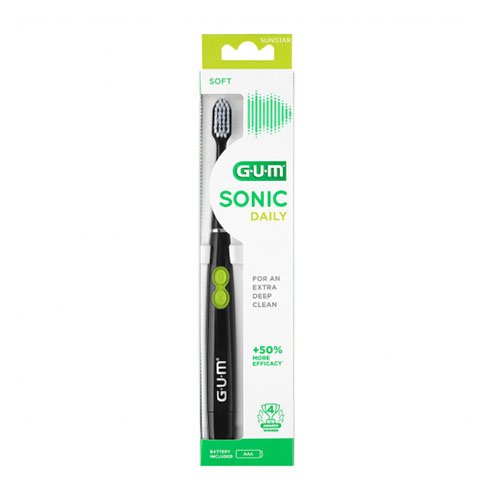 GUM Sonic elektrinis dantų šepetėlis su baterija (juodas) N1