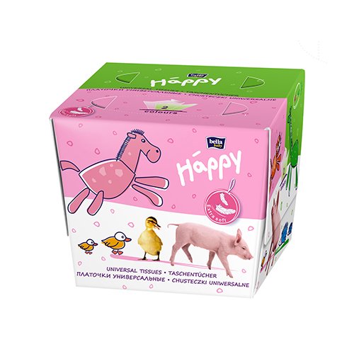 Happy dvispalvės popierinės higieninės nosinaitės (paršelis) N80 | Mano Vaistinė