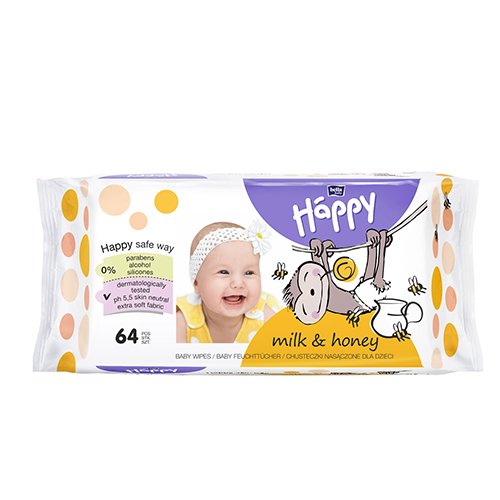Vaikų higienai, drėgnos servetėlės Happy Milk & Honey vaikiškos drėgnosios servetėlės, N64 | Mano Vaistinė