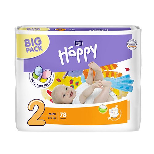 Sauskelnės Happy sauskelnės vaikams Mini 3-6kg N78 Nr. 2 | Mano Vaistinė