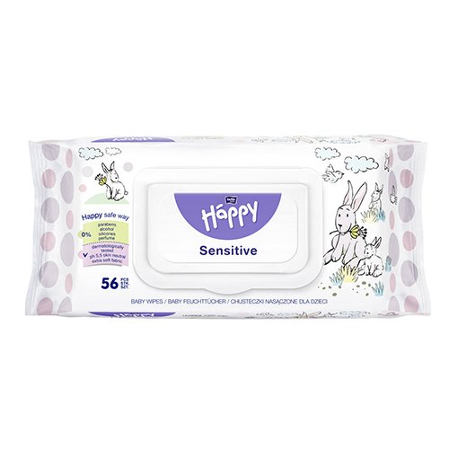 Vaikų higienai Happy Sensitive vaikiškos drėgnos servetėlės su alavijų ekstraktu, N56 | Mano Vaistinė