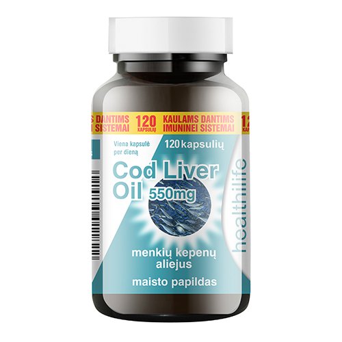 Healthilife Cod Liver Oil 550mg N120 | Mano Vaistinė
