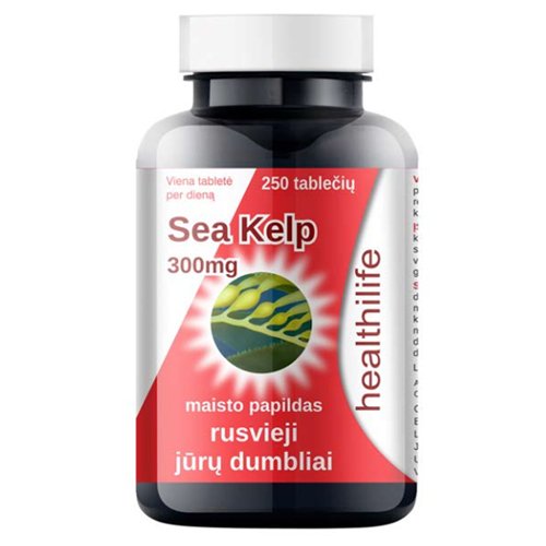 Jūros dumbliai Healthilife Wild Sea Kelp 300 mg tabletės, N250 | Mano Vaistinė