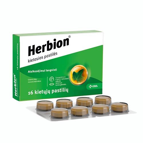 Vaistas lengvesniam atsikosėjimui, suaugusiems ir vaikams nuo 6 metų Herbion 35mg kietosios pastilės N16 | Mano Vaistinė