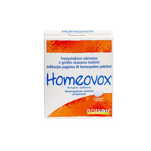 Homeopatinis vaistas nuo gerklės skausmo Homeovox tabletės nuo užkimimo ir gerklės skausmo, N60  | Mano Vaistinė