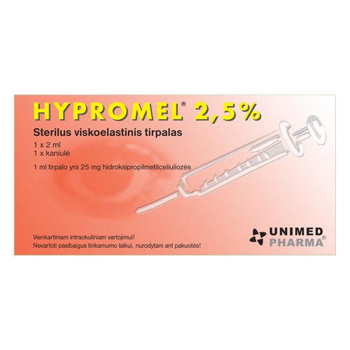 Preparatas akims Hypromel 2.5 % sterilus tirpalas akims, 2 ml, N1 | Mano Vaistinė