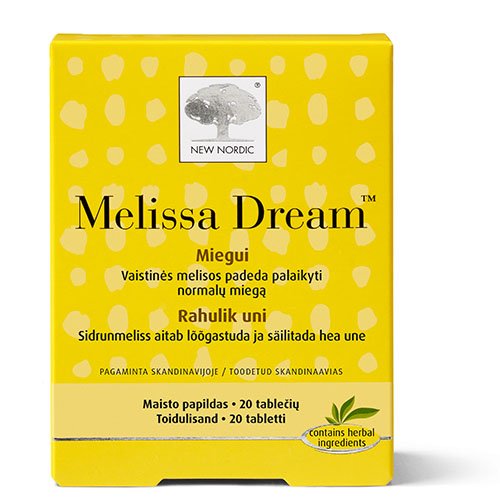 Maisto papildas nervų sistemai New Nordic Melissa Dream tabletės, N20 | Mano Vaistinė