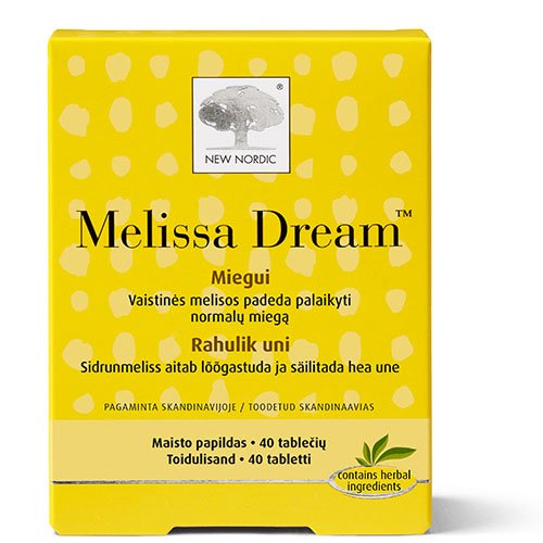 Maisto papildas nervų sistemai New Nordic Melissa Dream tabletės, N40 | Mano Vaistinė