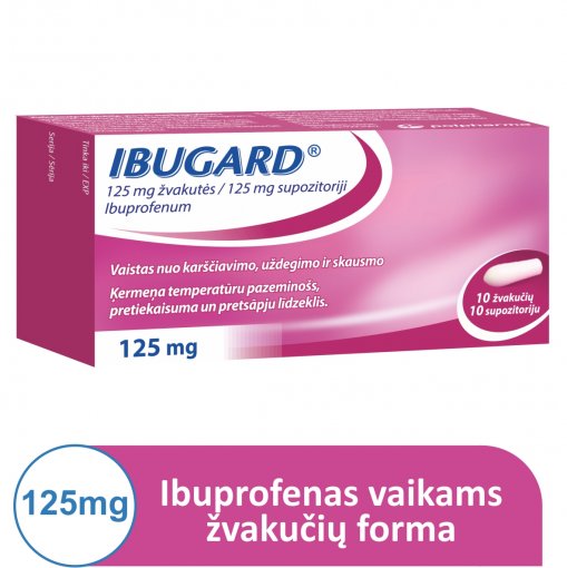 Ibugard 125mg žvakutės N10 | Mano Vaistinė