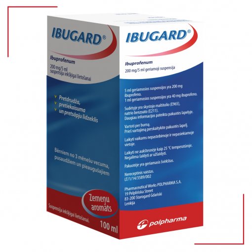 Vaistas nuo skausmo ir uždegimo Ibugard 200 mg/5 ml geriamioji suspensija, 100 ml | Mano Vaistinė