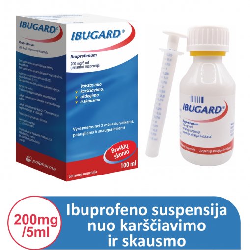 Vaistas nuo skausmo ir uždegimo Ibugard 200 mg/5 ml geriamioji suspensija, 100 ml | Mano Vaistinė