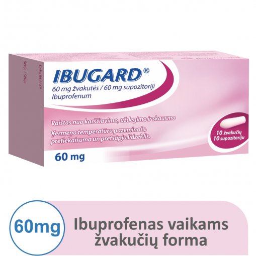 Ibugard 60mg žvakutės N10 | Mano Vaistinė