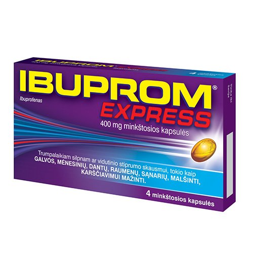 Ibuprom Express 400 mg minkštosios kapsulės N4 | Mano Vaistinė