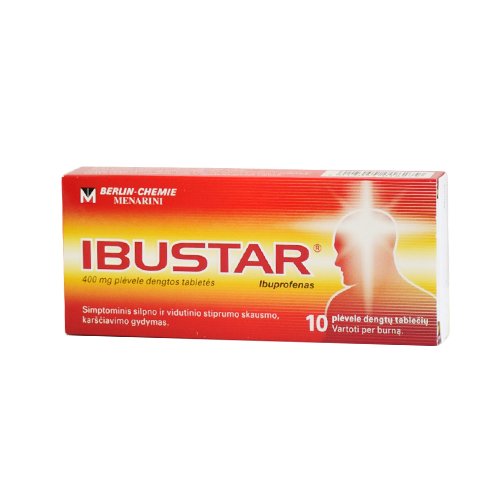 Skausmą, karščiavimą mažinantis vaistas Ibustar 400 mg dengtos tabletės, N10 | Mano Vaistinė