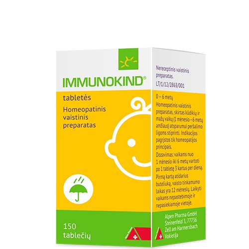 Homeopatinis vaistas nuo peršalimo Immunokind tabletės kūdikiams ir vaikams, N150 | Mano Vaistinė