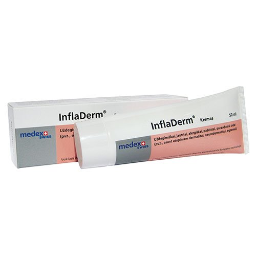 Preparatas odos priežiūrai ir regeneracijai InflaDerm kremas, 50 ml | Mano Vaistinė