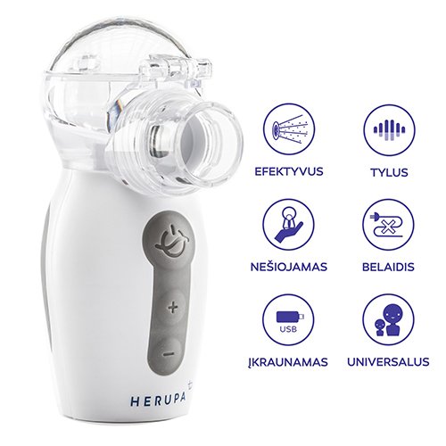 Naujos kartos begarsis ir belaidis inhaliatorius Inhaliatorius Herupa Smart Mesh belaidis N1 | Mano Vaistinė