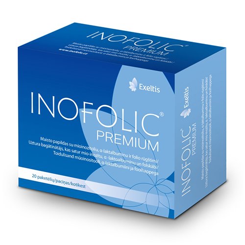 Maisto papildas su folio rūgštimi Inofolic Premium paketėliai N20 | Mano Vaistinė
