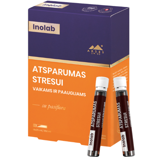 Neslopina ir nesukelia mieguistumo dieną Nervų sistemos veiklai vaikams ir paaugliams INOLAB ATSPARUMAS STRESUI, 14 but. | Mano Vaistinė