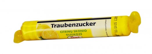 Saldiklis, gliukozė Intact-Traubenzucker gliukozės tabletės, citrinų skonio, 40 g | Mano Vaistinė