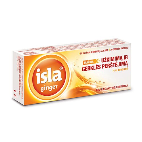 Imbierų skonio pastilės Isla-Ginger pastilės gerklei, N30 | Mano Vaistinė