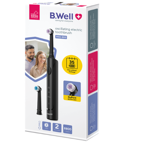 B.WELL PRO-800 elektrinis rotacinis dantų šepetėlis, juodas | Mano Vaistinė