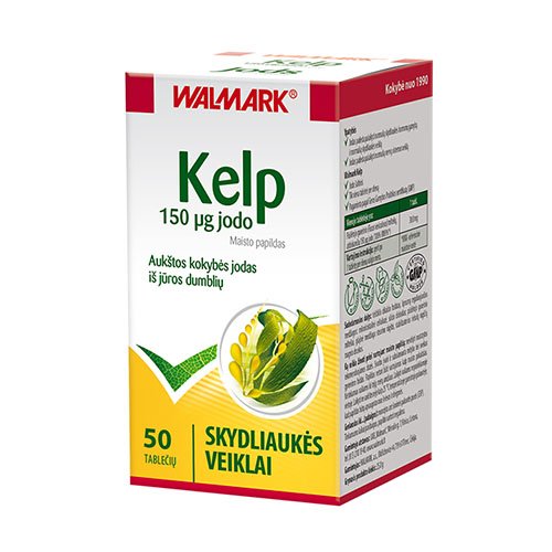 Jodas iš jūros dumblių normaliai skydliaukės veiklai Kelp 0,15 mg jodo tabletės, N50 | Mano Vaistinė