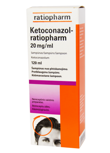 Vaistas grybeliui gydyti Ketoconazol-ratiopharm 20 mg/ml šampūnas, 120 ml | Mano Vaistinė