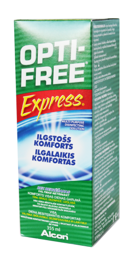 Kontaktinių lęšių priežiūros priemonė Opti-Free Express kontaktinių lęšių skystis, 355 ml | Mano Vaistinė