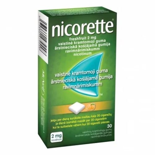 Nicorette freshfruit vaistinė kramtomoji guma 2mg N30 | Mano Vaistinė