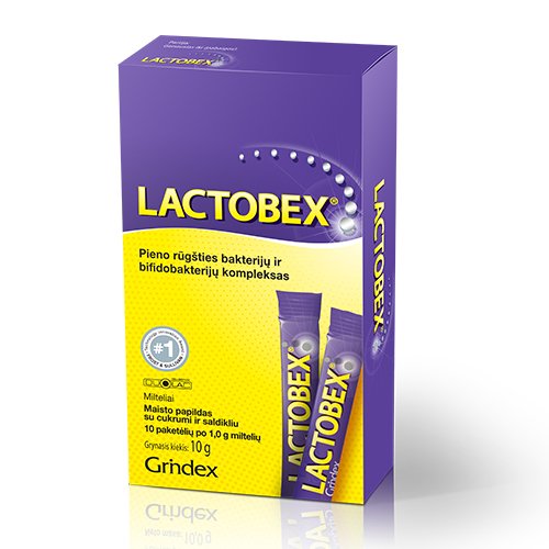Prebiotikas, gerosios žarnyno bakterijos Lactobex milteliai 1 g, N10 | Mano Vaistinė
