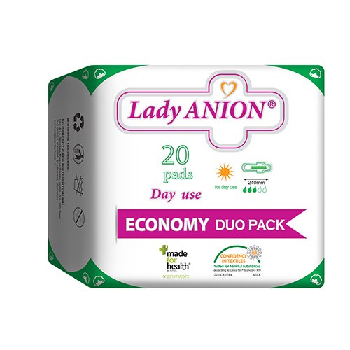 Dieniniai higieniniai paketai Lady ANION dieniniai paketai su anijonų juostele 240mm N20 | Mano Vaistinė