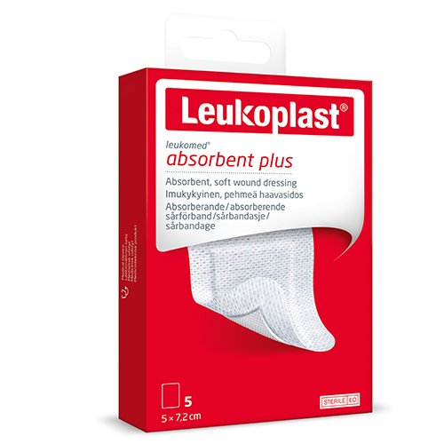 Leukoplast Leukomed Absorbent Plus sterilus lipnus absorbuojantis tvarstis 7.2x5cm N5  | Mano Vaistinė