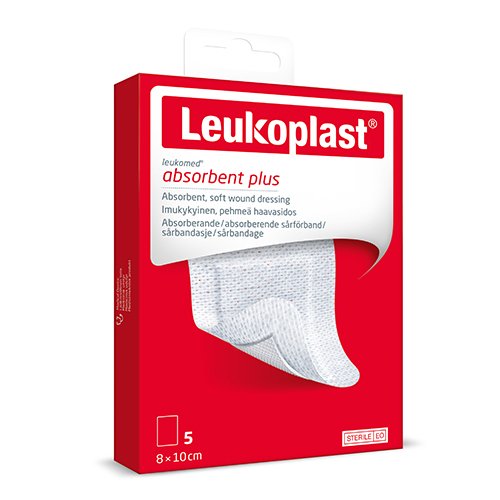 Leukoplast Leukomed Absorbent Plus Sterilus lipnus absorbuojantis tvarstis 8x10cm N5  | Mano Vaistinė