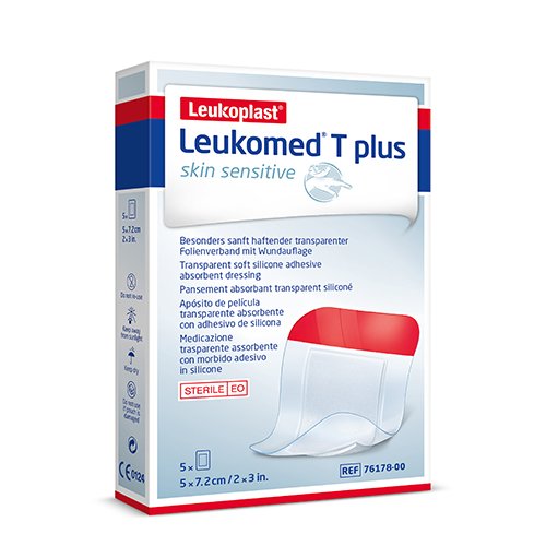 LEUKOPLAST LEUKOMED T PLUS Skin Sensitive skaidrus lipnus sterilus absorbuojantis tvarstis 5 cm x 7,2 cm N5 | Mano Vaistinė