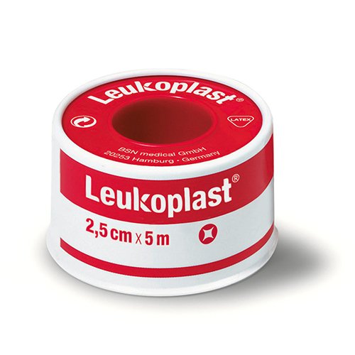 LEUKOPLAST Normal medicininis pleistras normaliai odai plastikinėje ritėje 2,5 cm x 5 m N1 | Mano Vaistinė