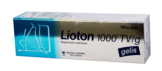 Vaistas venų, kraujagyslių apsaugai  Lioton 1000 UI/g gelis, 100 g | Mano Vaistinė