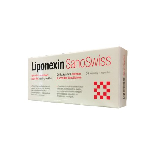 Medicinos priemonė cukriniam diabetui Liponexin Sanoswiss kapsulės, N30 | Mano Vaistinė