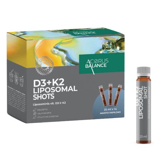 Acorus Balance D3 + K2 Liposomal shots 25ml N14 | Mano Vaistinė